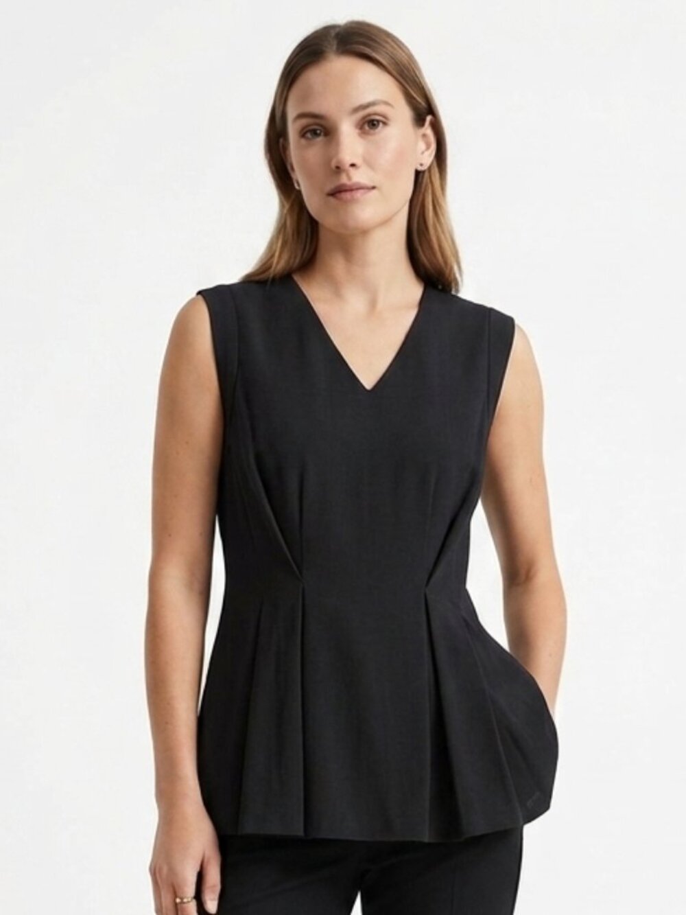 MARNI BLACK TUNIC SLEEVELESS FLOWY TANK TOP - S (IT40)
